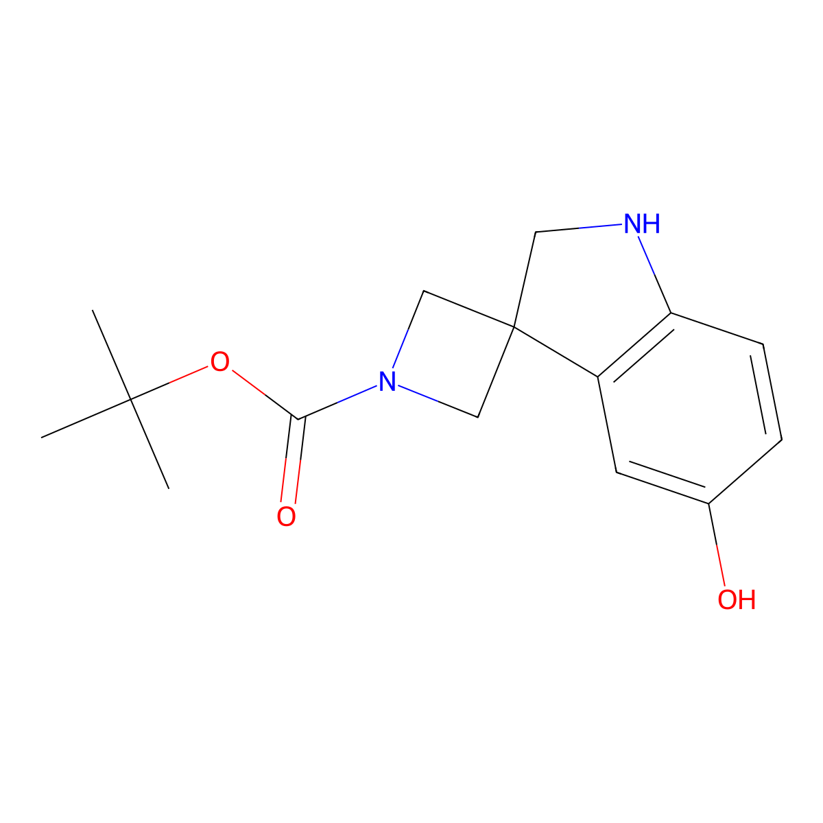 tert-Butyl 5'-hydroxy-1',2'-dihydrospiro[azetidine-3,3'-indole]-1-carboxylate molecular structure, CAS 2060058-24-2