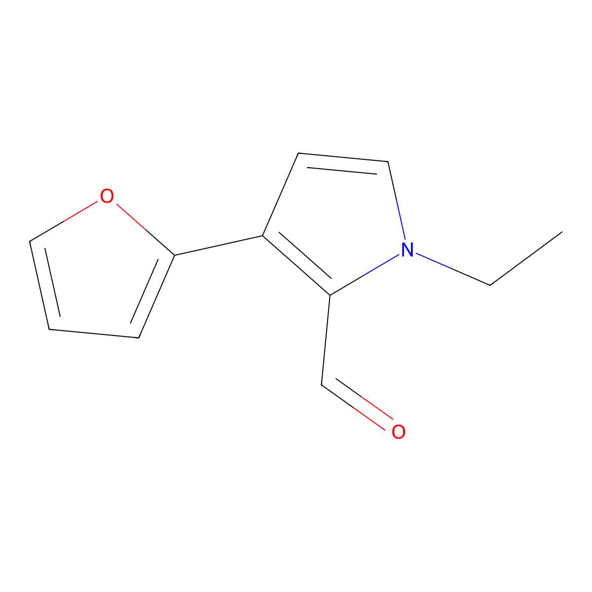 1-Ethyl-3-(furan-2-yl)-1H-pyrrole-2-carbaldehyde molecular structure, CAS 2060058-29-7
