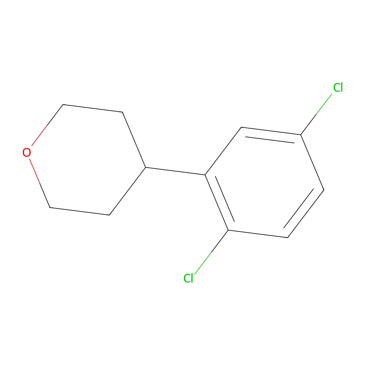 4-(2,5-Dichlorophenyl)oxane molecular structure, CAS 2060058-34-4