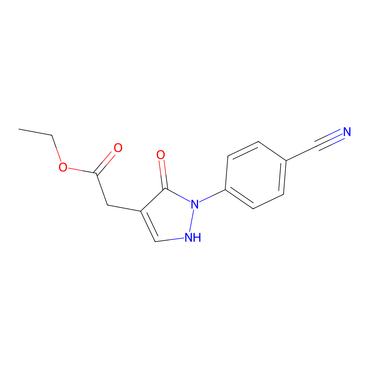 Ethyl 2-[2-(4-cyanophenyl)-3-oxo-2,3-dihydro-1H-pyrazol-4-yl]acetate molecular structure, CAS 2060058-38-8