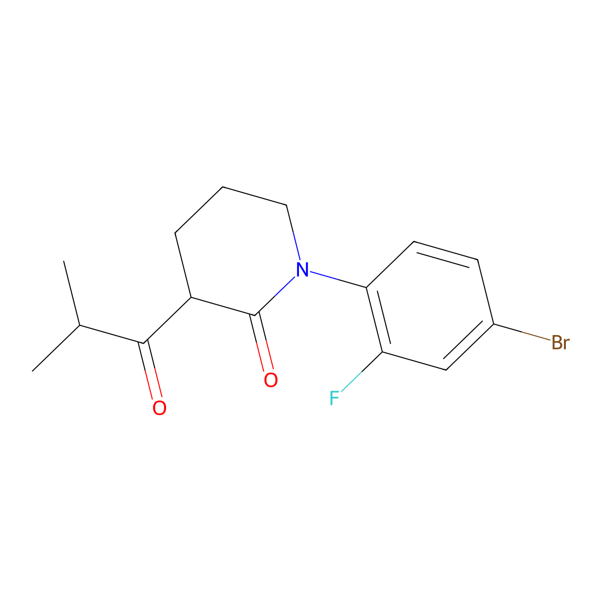 1-(4-Bromo-2-fluorophenyl)-3-(2-methylpropanoyl)piperidin-2-one molecular structure, CAS 2060058-39-9