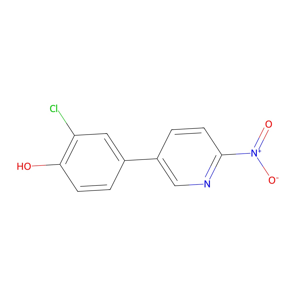 2-Chloro-4-(6-nitropyridin-3-yl)phenol molecular structure, CAS 2060058-43-5