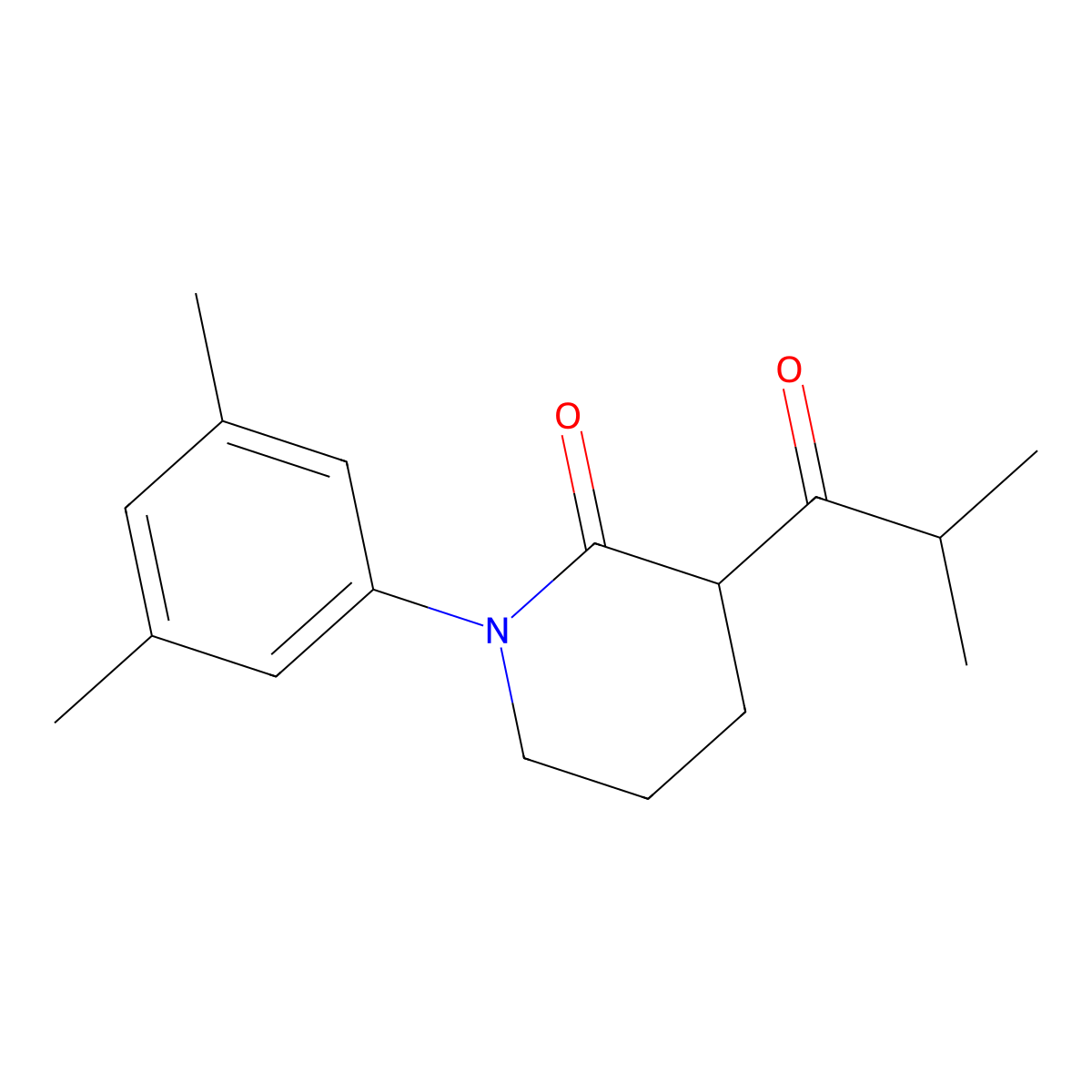 1-(3,5-Dimethylphenyl)-3-(2-methylpropanoyl)piperidin-2-one molecular structure, CAS 2060058-51-5