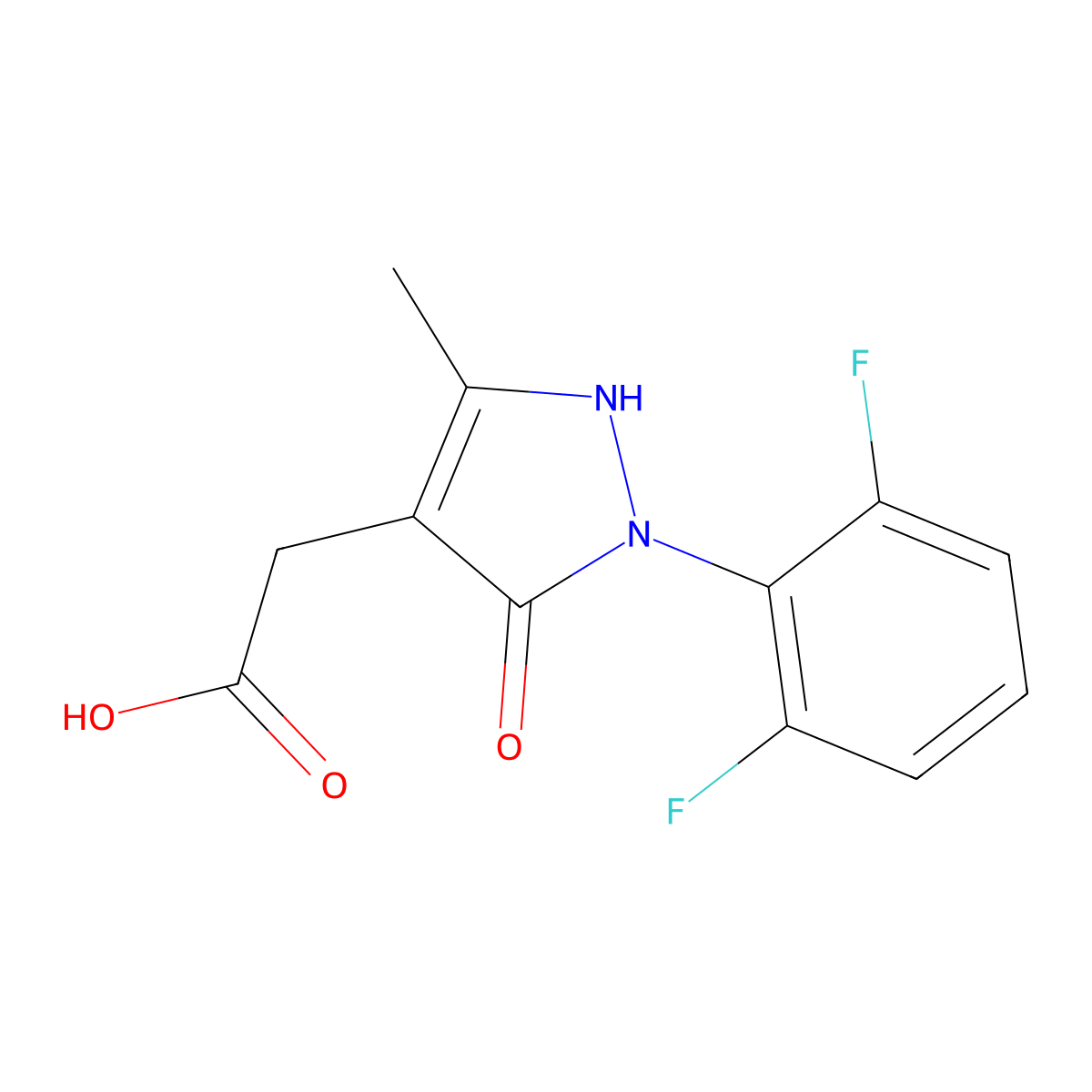 2-[2-(2,6-Difluorophenyl)-5-methyl-3-oxo-2,3-dihydro-1H-pyrazol-4-yl]acetic acid molecular structure, CAS 2060058-57-1