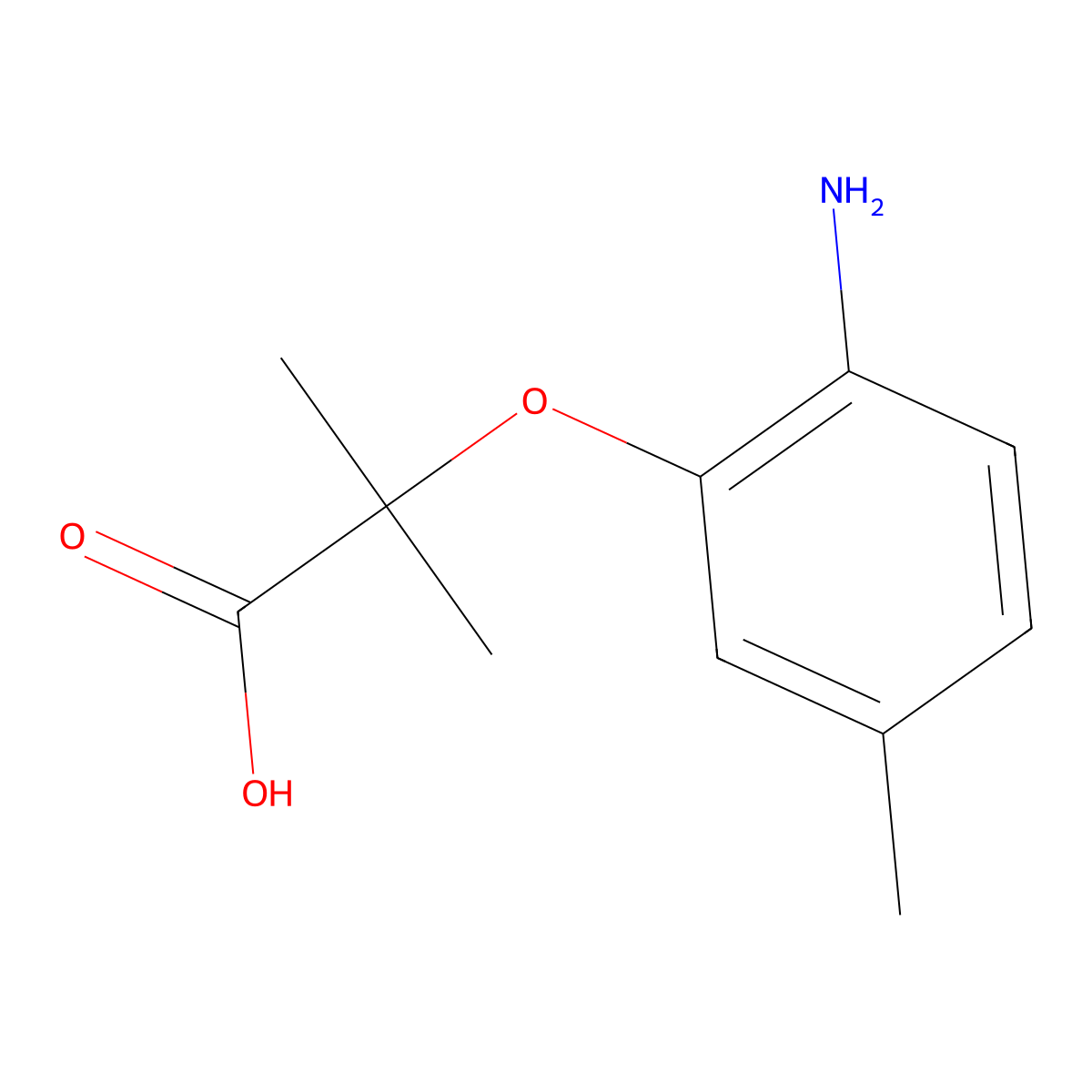 2-(2-Amino-5-methylphenoxy)-2-methylpropanoic acid molecular structure, CAS 2060058-58-2