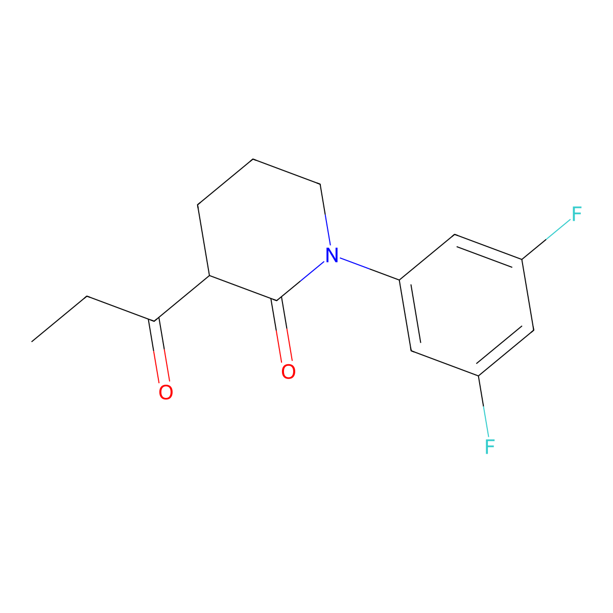 1-(3,5-Difluorophenyl)-3-propanoylpiperidin-2-one molecular structure, CAS 2060058-62-8