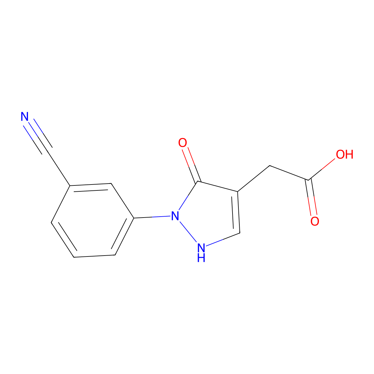 2-[2-(3-Cyanophenyl)-3-oxo-2,3-dihydro-1H-pyrazol-4-yl]acetic acid molecular structure, CAS 2060058-63-9