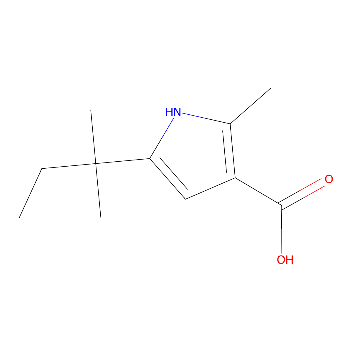 2-Methyl-5-(2-methylbutan-2-yl)-1H-pyrrole-3-carboxylic acid molecular structure, CAS 2060058-64-0