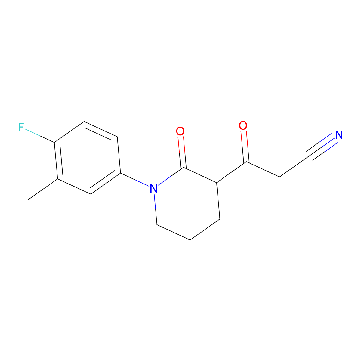 3-[1-(4-Fluoro-3-methylphenyl)-2-oxopiperidin-3-yl]-3-oxopropanenitrile molecular structure, CAS 2060058-67-3