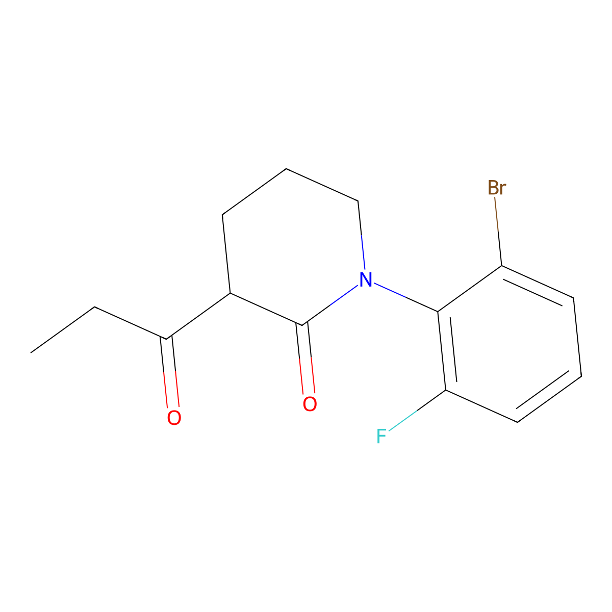 1-(2-Bromo-6-fluorophenyl)-3-propanoylpiperidin-2-one molecular structure, CAS 2060058-70-8
