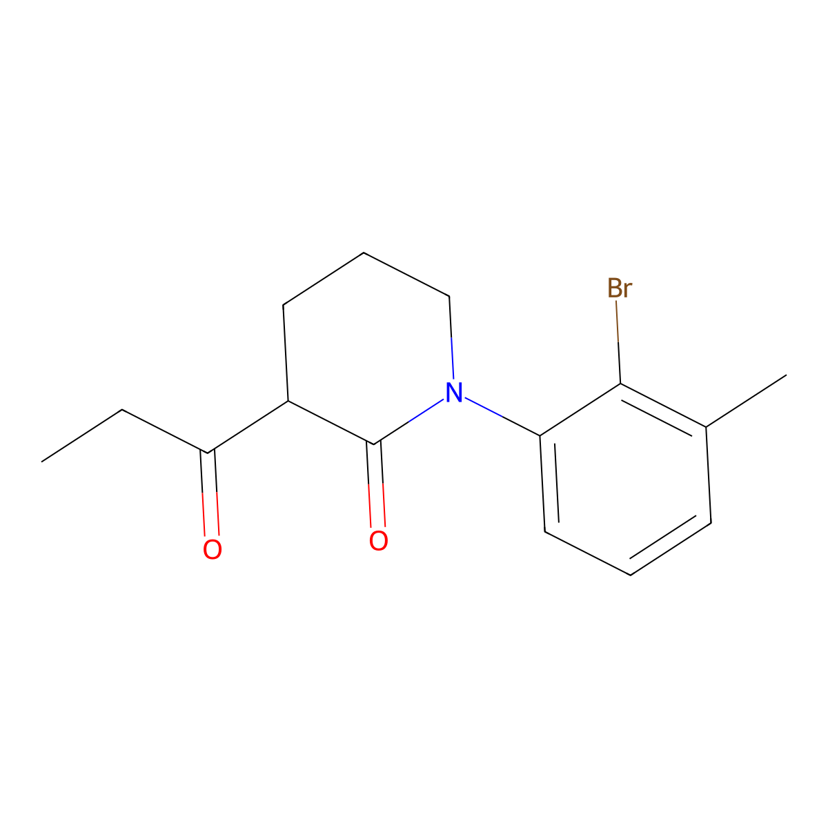 1-(2-Bromo-3-methylphenyl)-3-propanoylpiperidin-2-one molecular structure, CAS 2060058-77-5