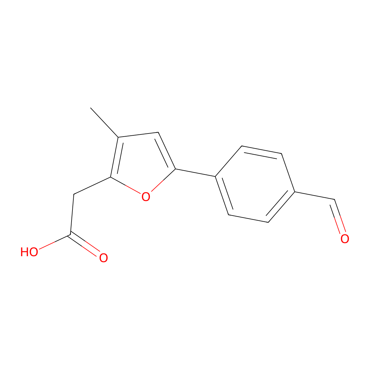 2-[5-(4-Formylphenyl)-3-methylfuran-2-yl]acetic acid molecular structure, CAS 2060058-89-9