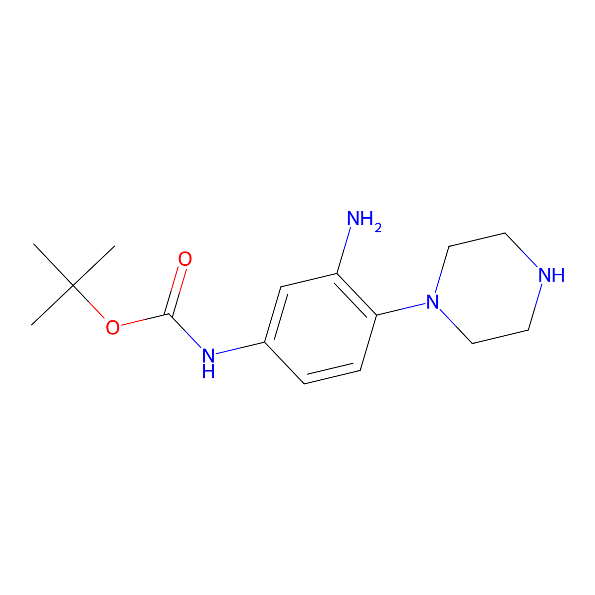 tert-Butyl N-[3-amino-4-(piperazin-1-yl)phenyl]carbamate molecular structure, CAS 2060058-92-4