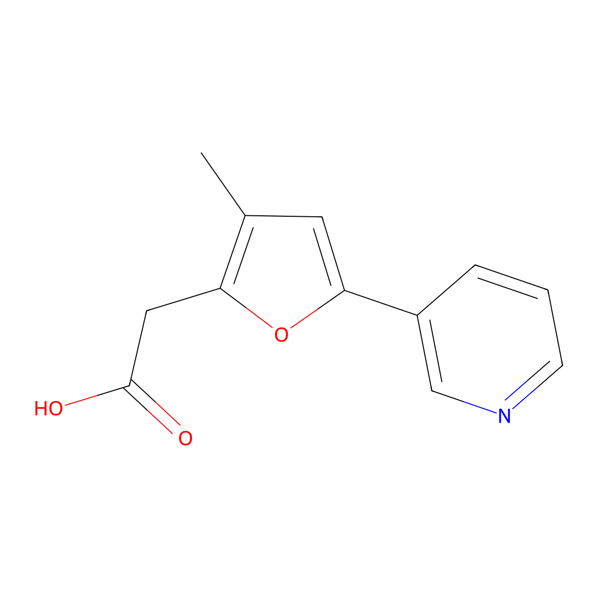 2-[3-Methyl-5-(pyridin-3-yl)furan-2-yl]acetic acid molecular structure, CAS 2060058-93-5
