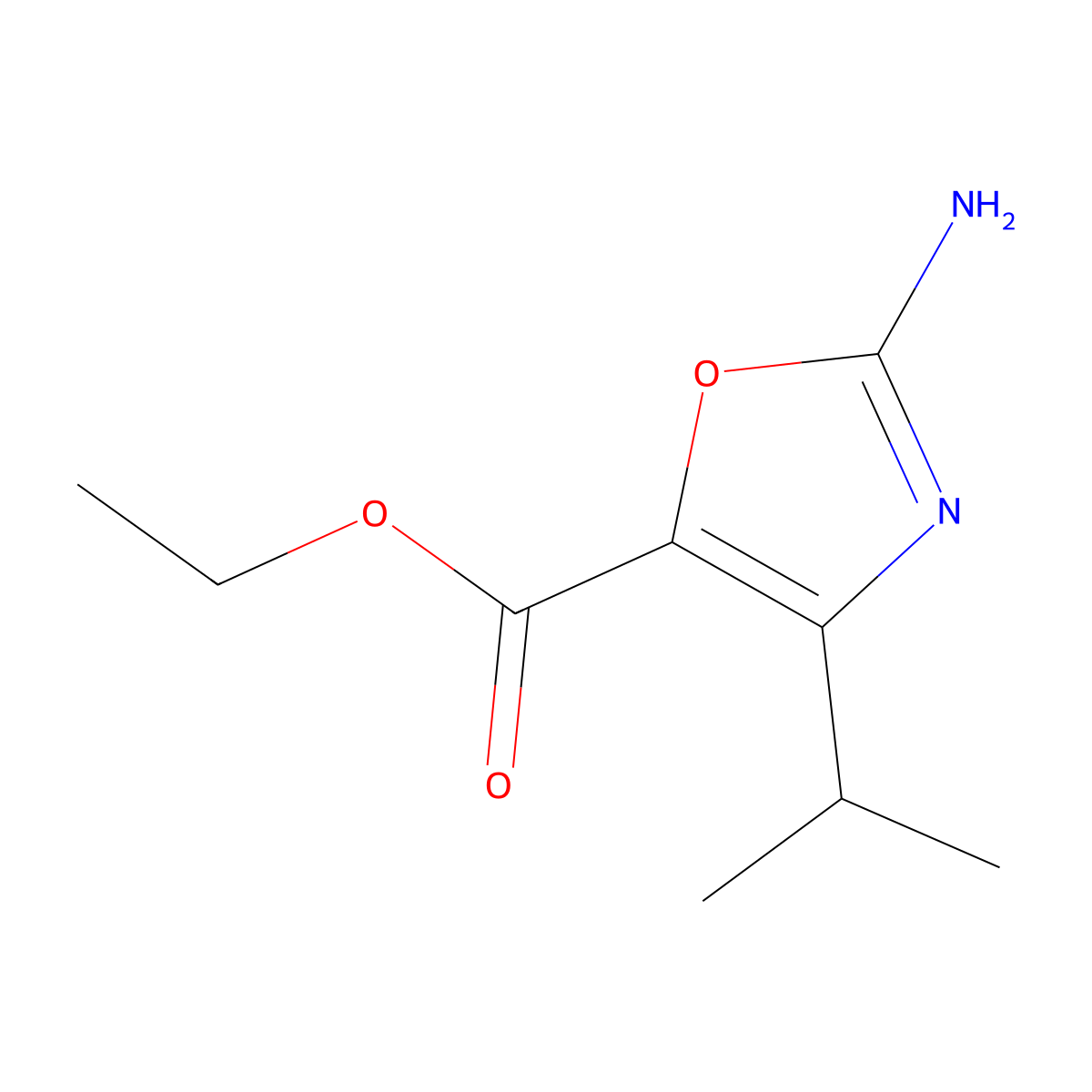 Ethyl 2-amino-4-(propan-2-yl)-1,3-oxazole-5-carboxylate molecular structure, CAS 2060058-98-0