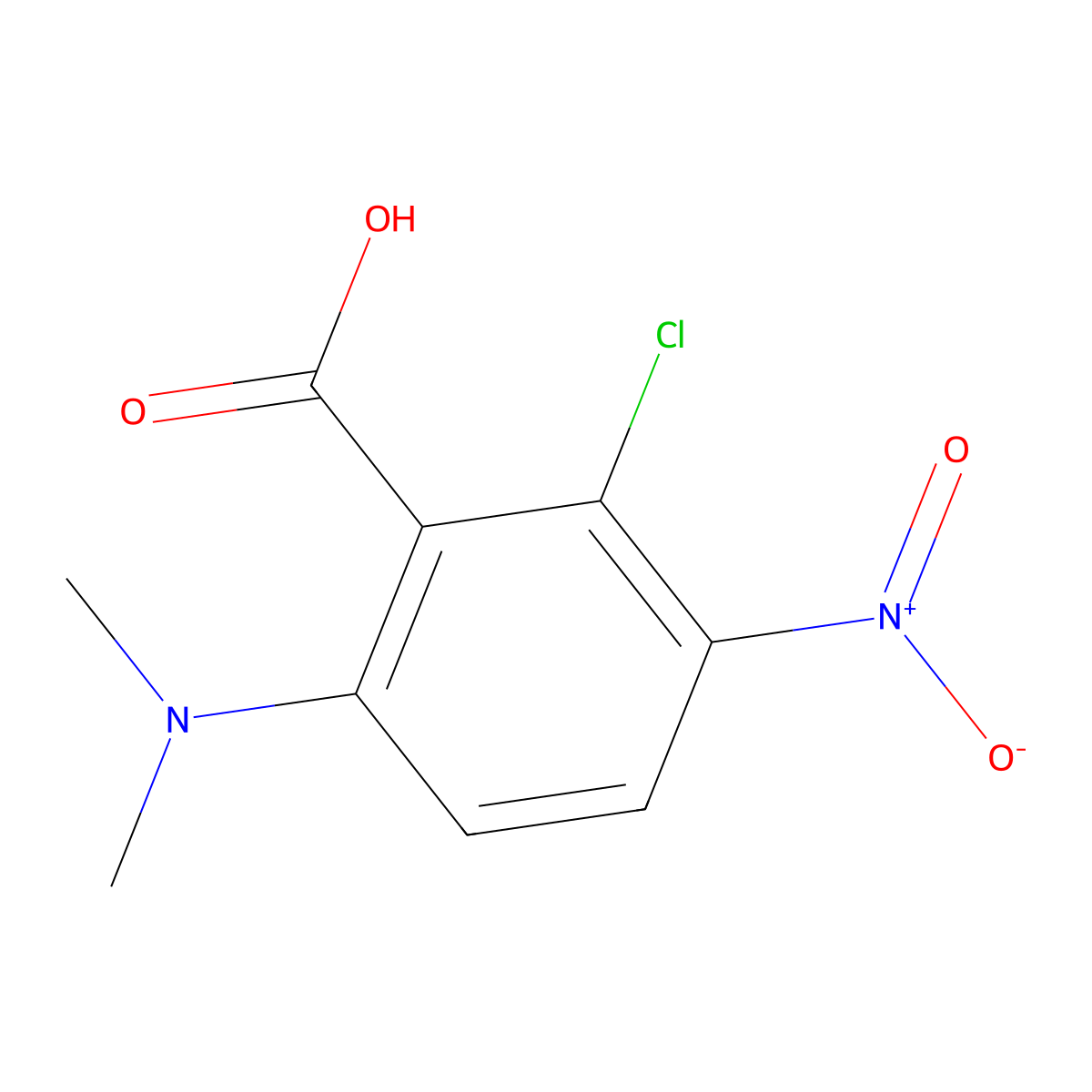 2-Chloro-6-(dimethylamino)-3-nitrobenzoic acid molecular structure, CAS 2060059-05-2