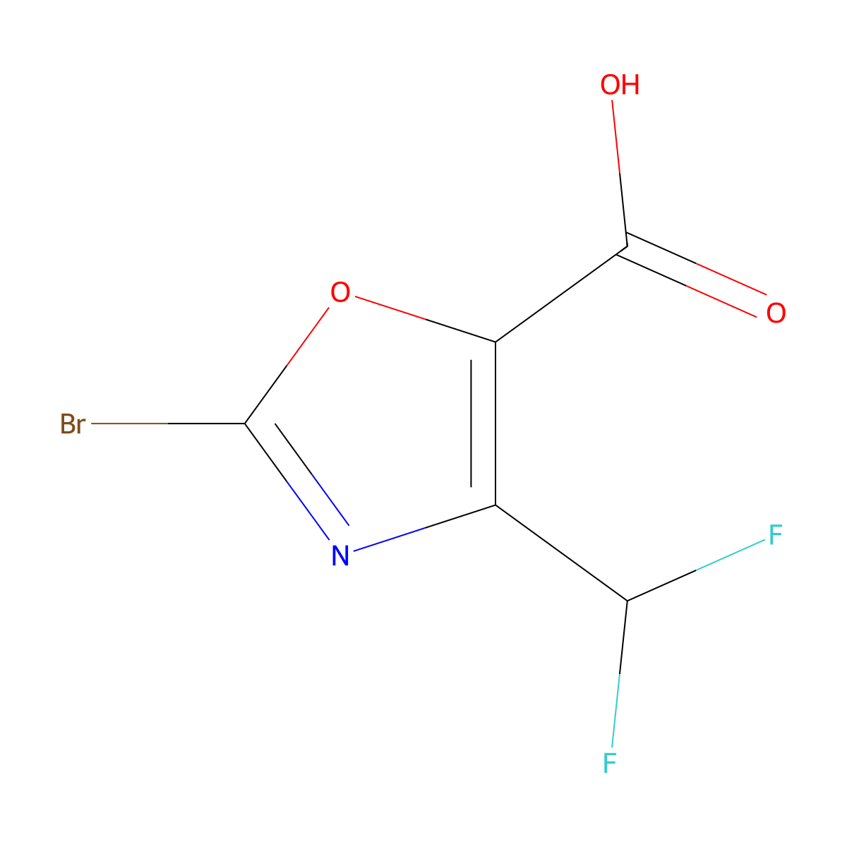 2-Bromo-4-(difluoromethyl)-1,3-oxazole-5-carboxylic acid molecular structure, CAS 2060059-09-6