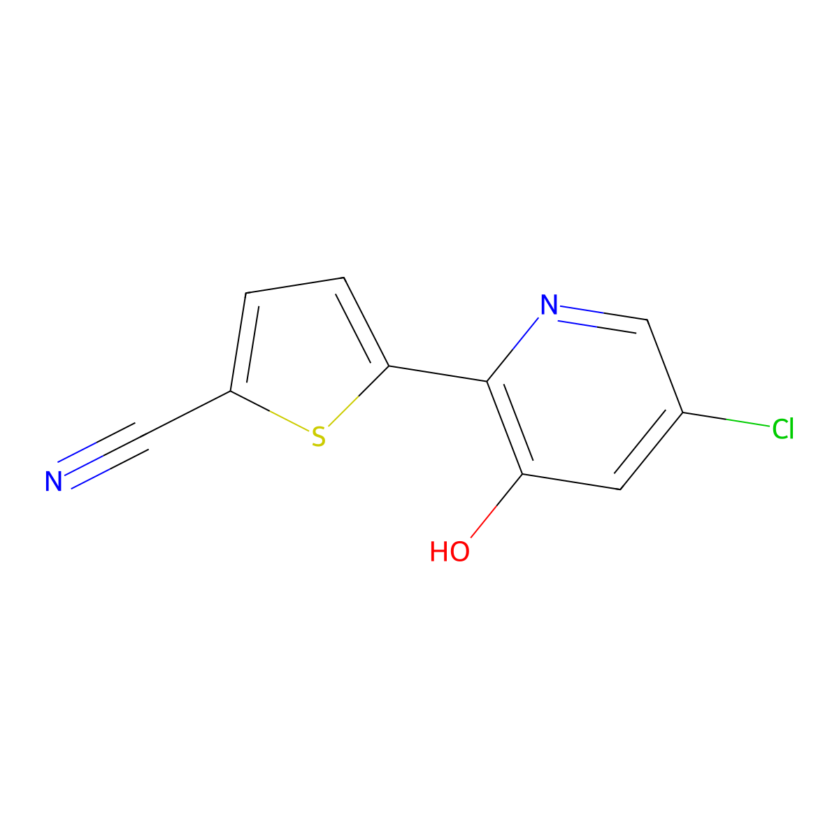 5-(5-Chloro-3-hydroxypyridin-2-yl)thiophene-2-carbonitrile molecular structure, CAS 2060059-16-5