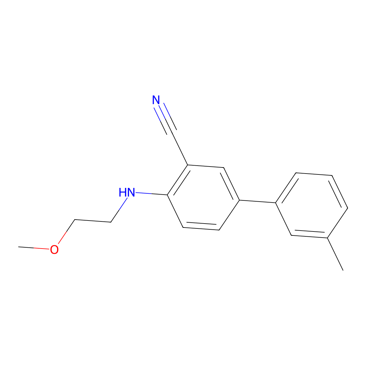 2-[(2-Methoxyethyl)amino]-5-(3-methylphenyl)benzonitrile molecular structure, CAS 2060059-29-0
