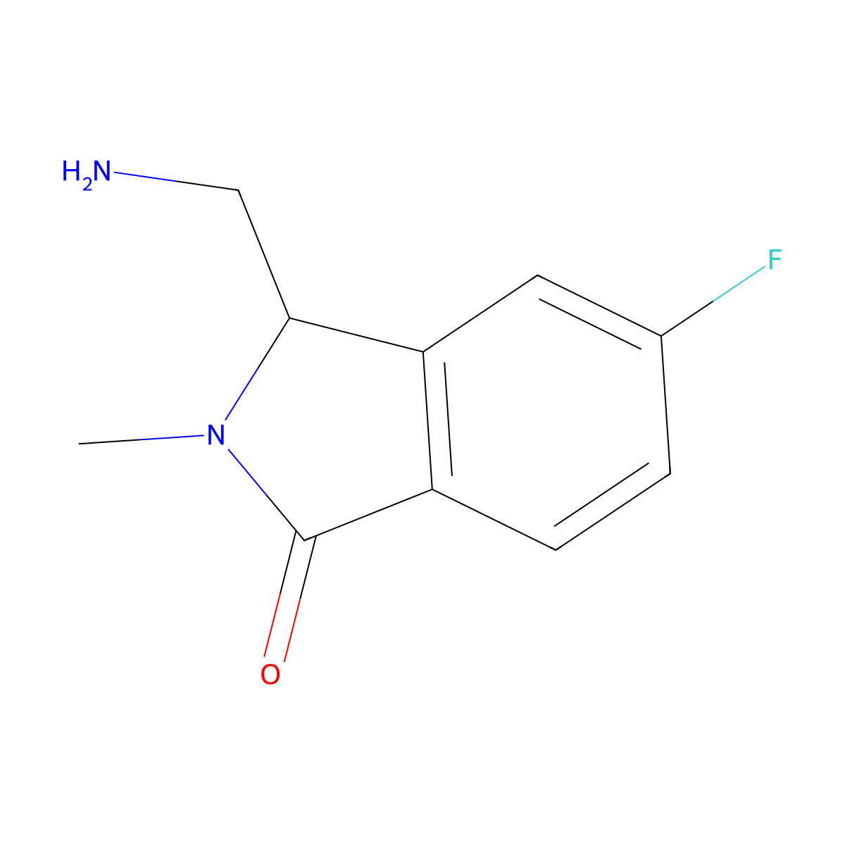 3-(Aminomethyl)-5-fluoro-2-methyl-2,3-dihydro-1H-isoindol-1-one molecular structure, CAS 2060059-32-5