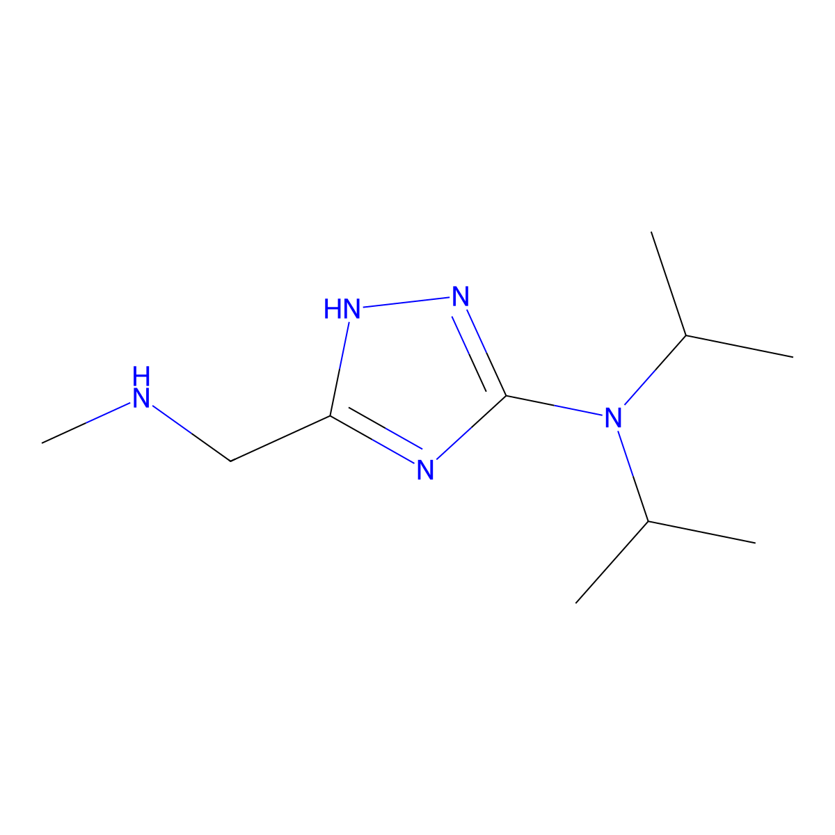 5-[(Methylamino)methyl]-N,N-bis(propan-2-yl)-1H-1,2,4-triazol-3-amine molecular structure, CAS 2060059-42-7
