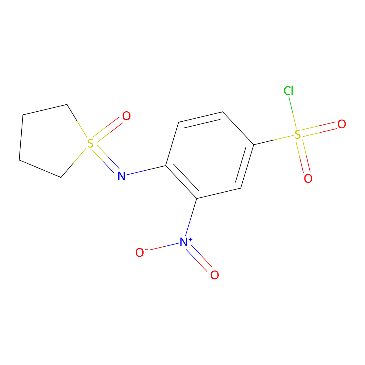 3-Nitro-4-[(1-oxo-1lambda6-thiolan-1-ylidene)amino]benzene-1-sulfonyl chloride molecular structure, CAS 2060059-50-7