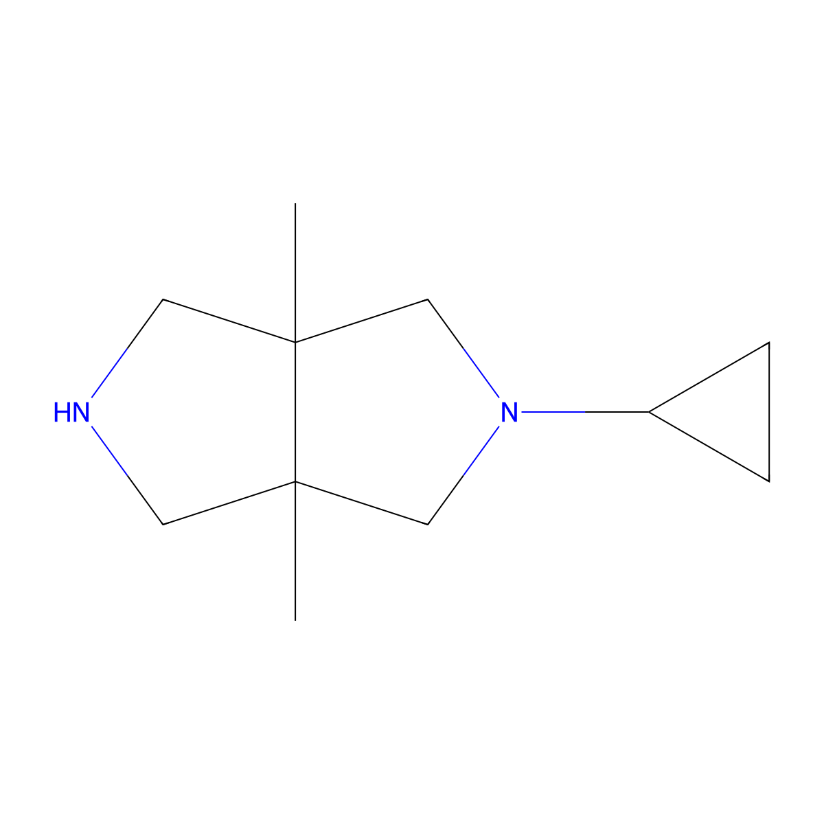 2-Cyclopropyl-3a,6a-dimethyl-octahydropyrrolo[3,4-c]pyrrole molecular structure, CAS 2060059-66-5