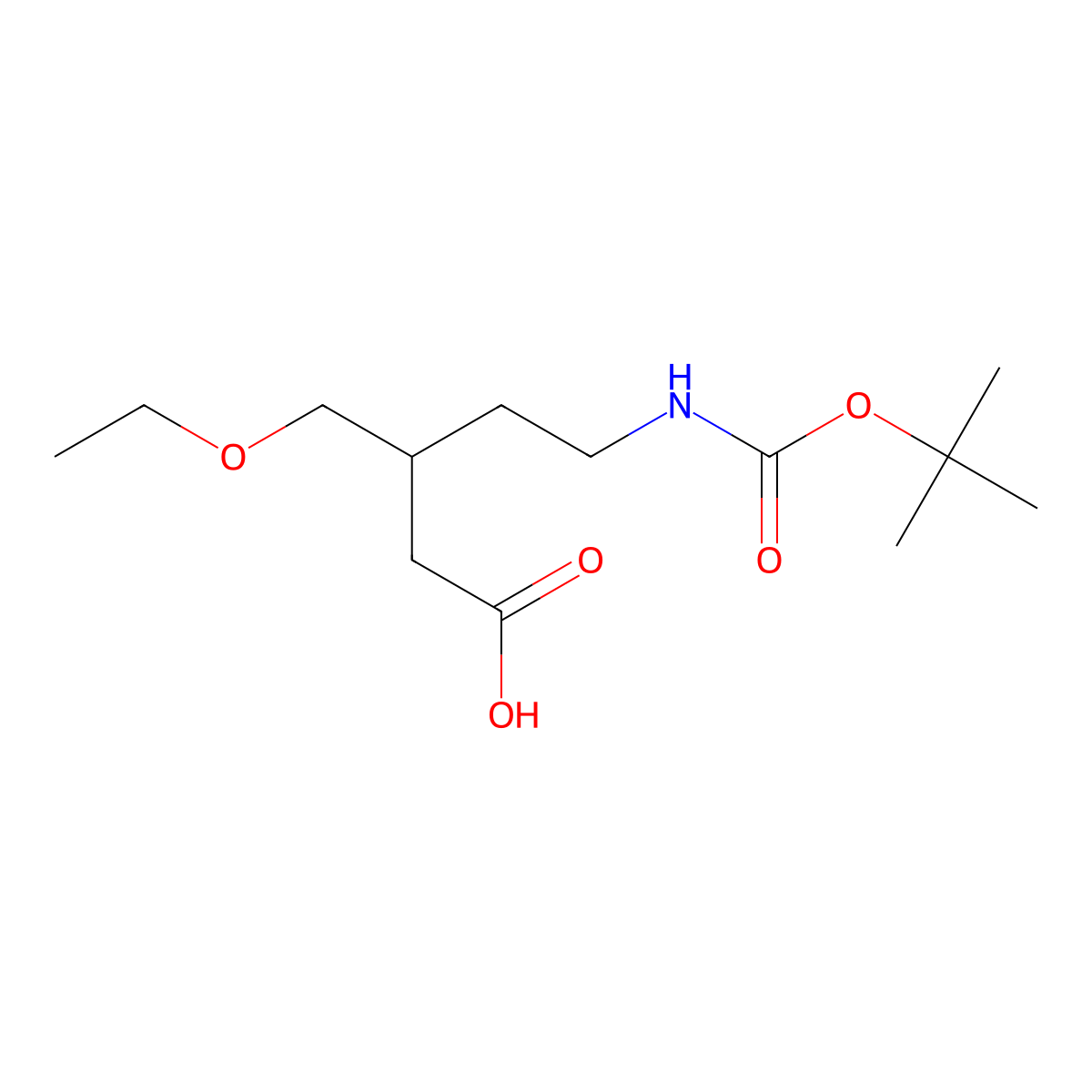 5-{[(Tert-butoxy)carbonyl]amino}-3-(ethoxymethyl)pentanoic acid molecular structure, CAS 2060059-75-6