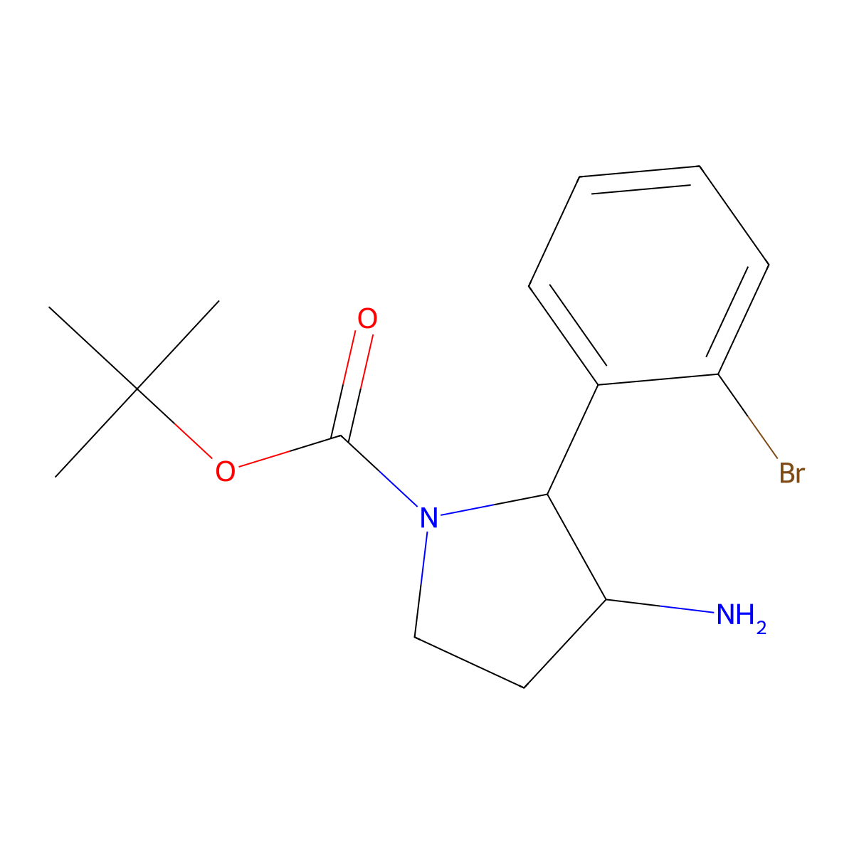 tert-Butyl 3-amino-2-(2-bromophenyl)pyrrolidine-1-carboxylate molecular structure, CAS 2060059-77-8