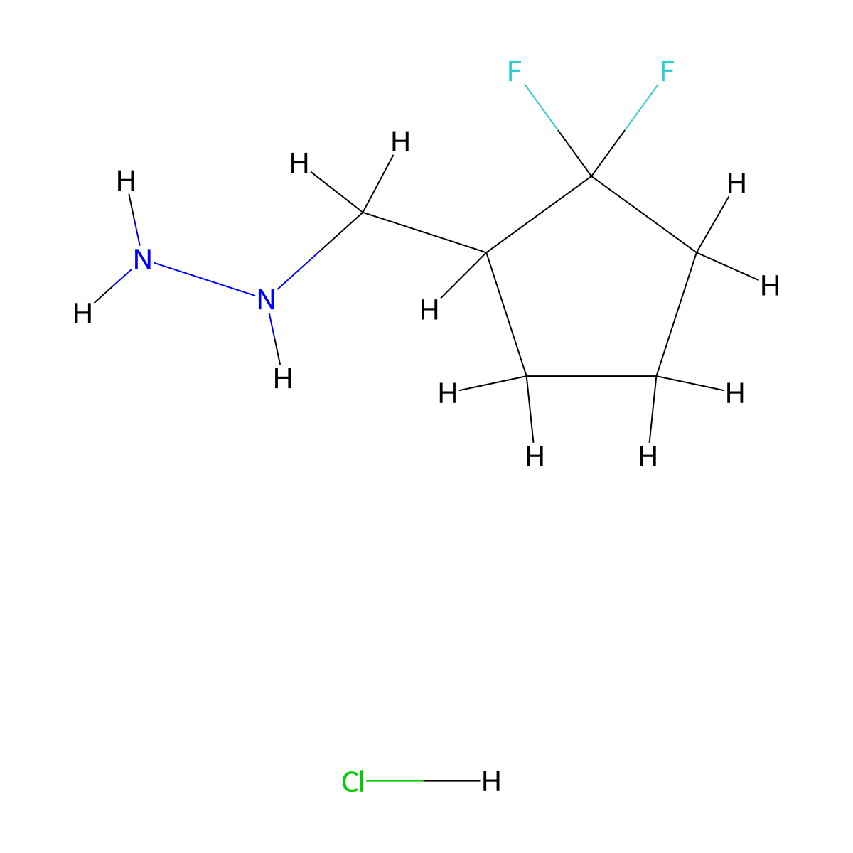 [(2,2-Difluorocyclopentyl)methyl]hydrazine hydrochloride molecular structure, CAS 2060059-81-4