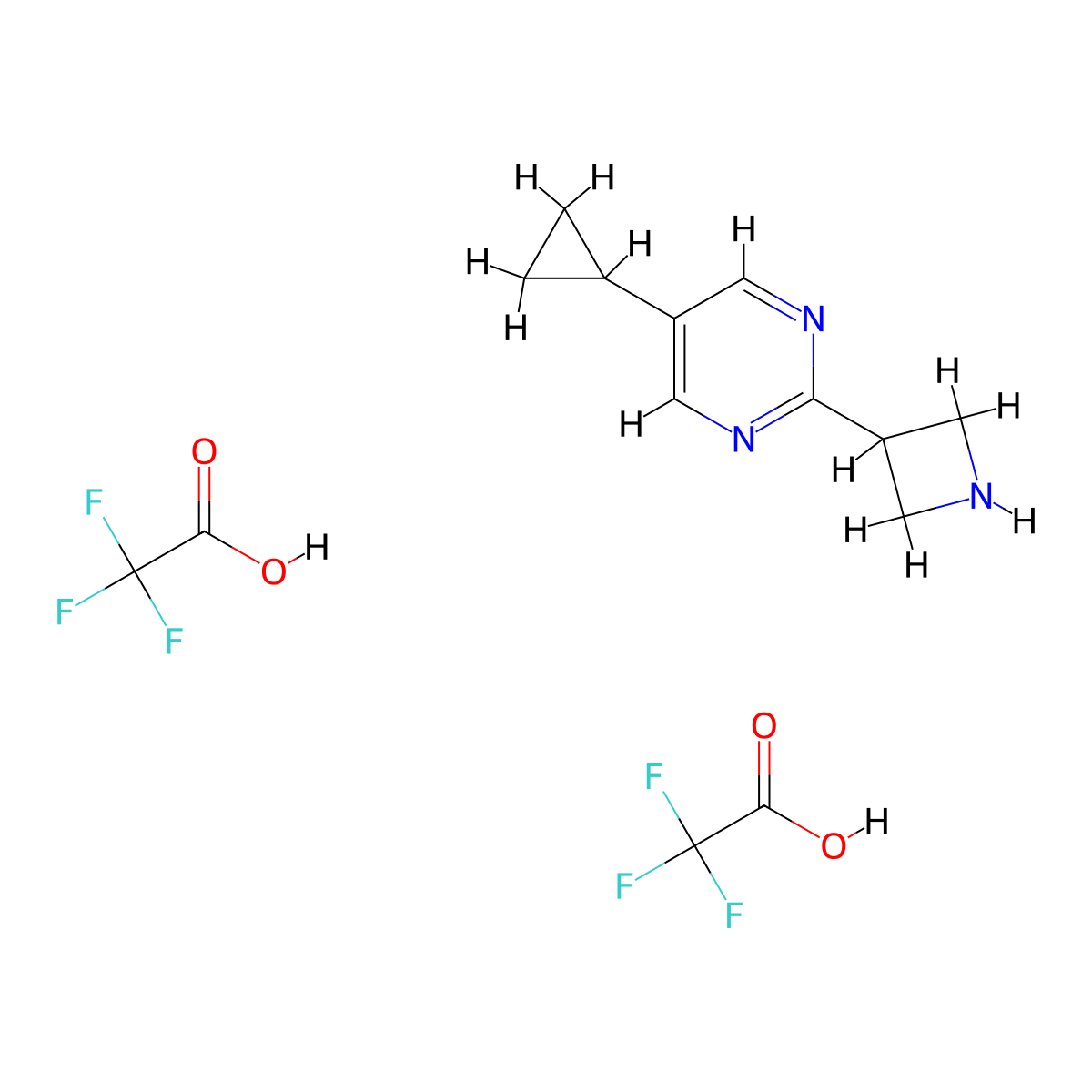 2-(Azetidin-3-yl)-5-cyclopropylpyrimidine, bis(trifluoroacetic acid) molecular structure, CAS 2060059-87-0