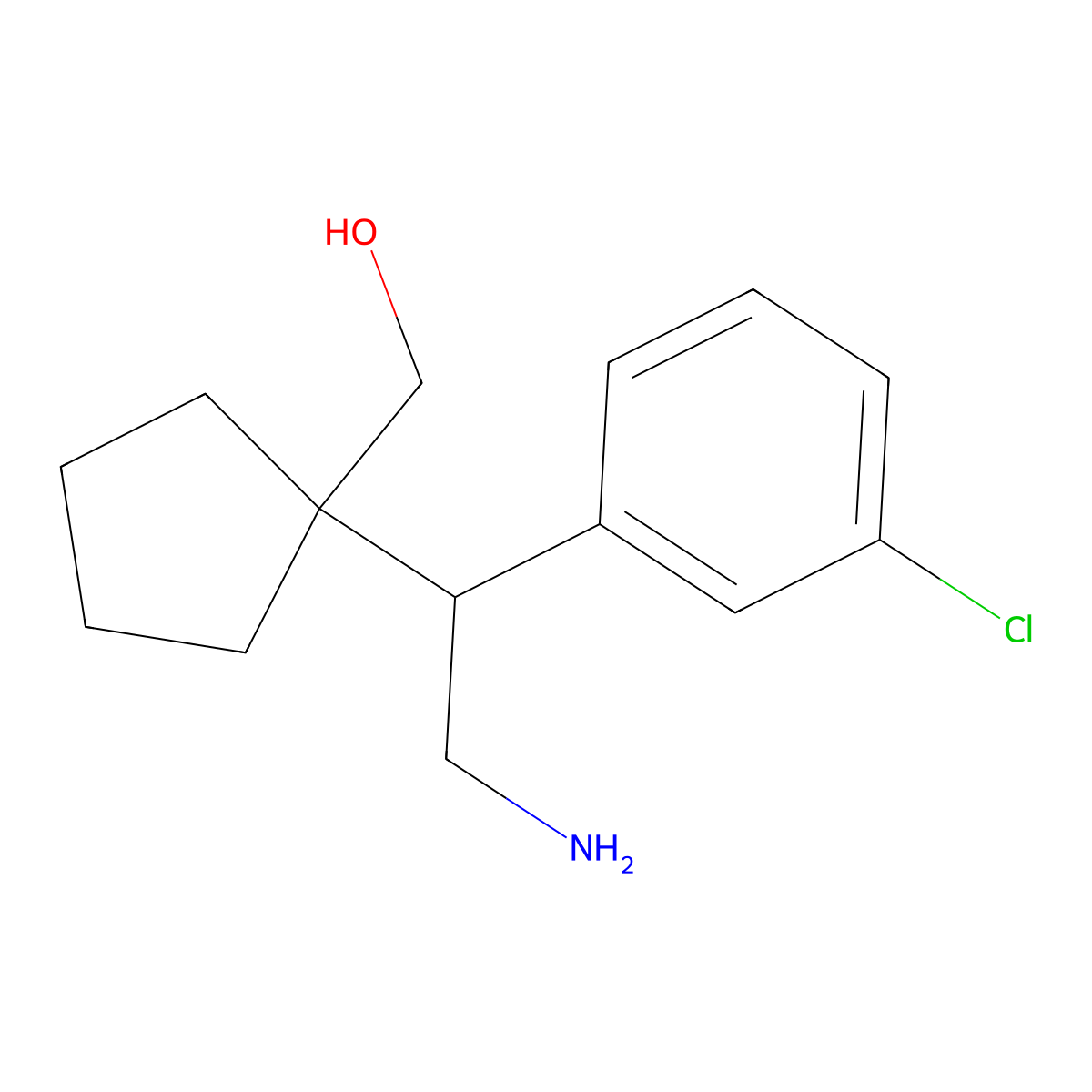 {1-[2-Amino-1-(3-chlorophenyl)ethyl]cyclopentyl}methanol molecular structure, CAS 2060059-96-1