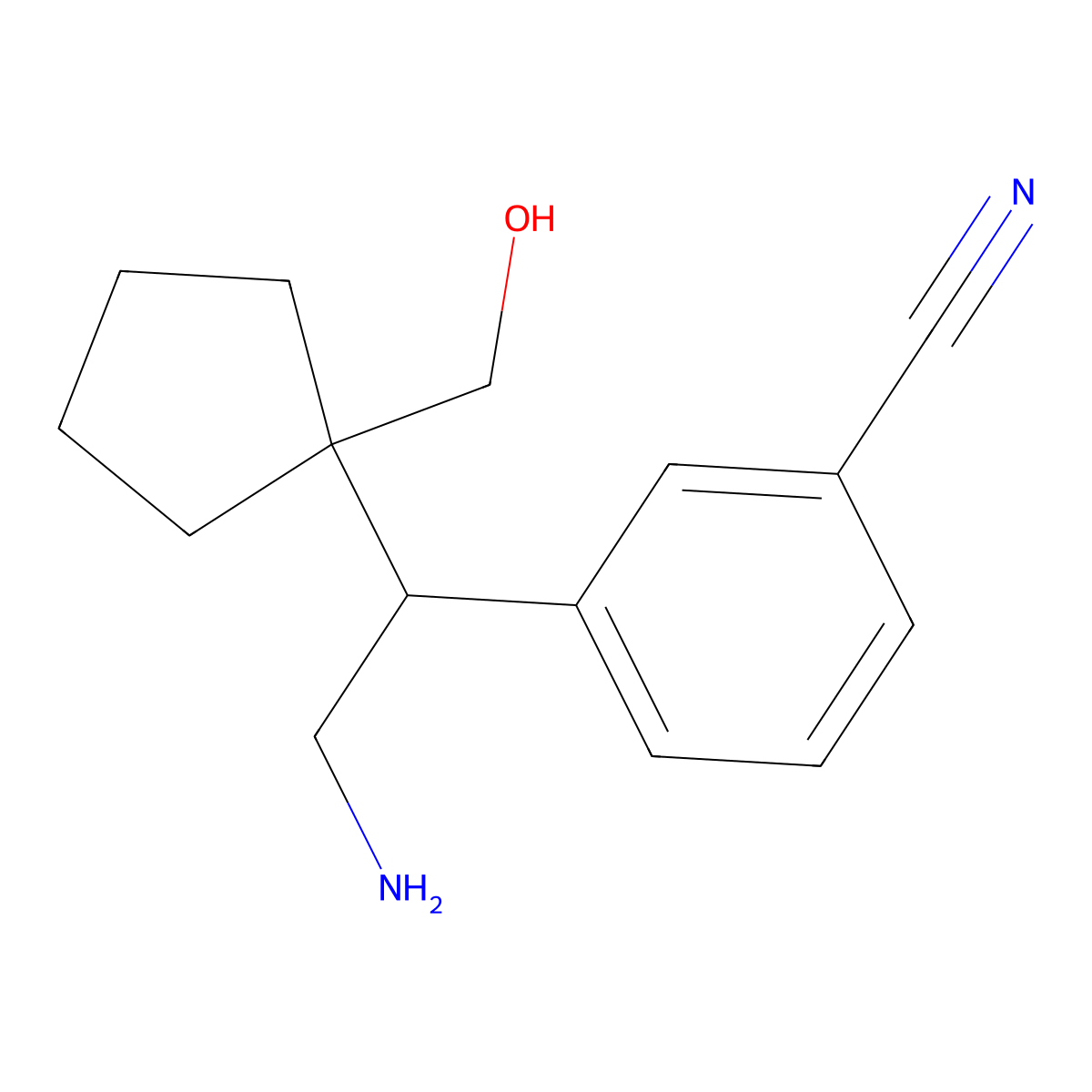 3-{2-Amino-1-[1-(hydroxymethyl)cyclopentyl]ethyl}benzonitrile molecular structure, CAS 2060060-00-4