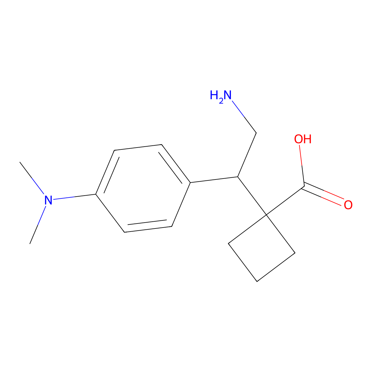 1-{2-Amino-1-[4-(dimethylamino)phenyl]ethyl}cyclobutane-1-carboxylic acid molecular structure, CAS 2060060-09-3