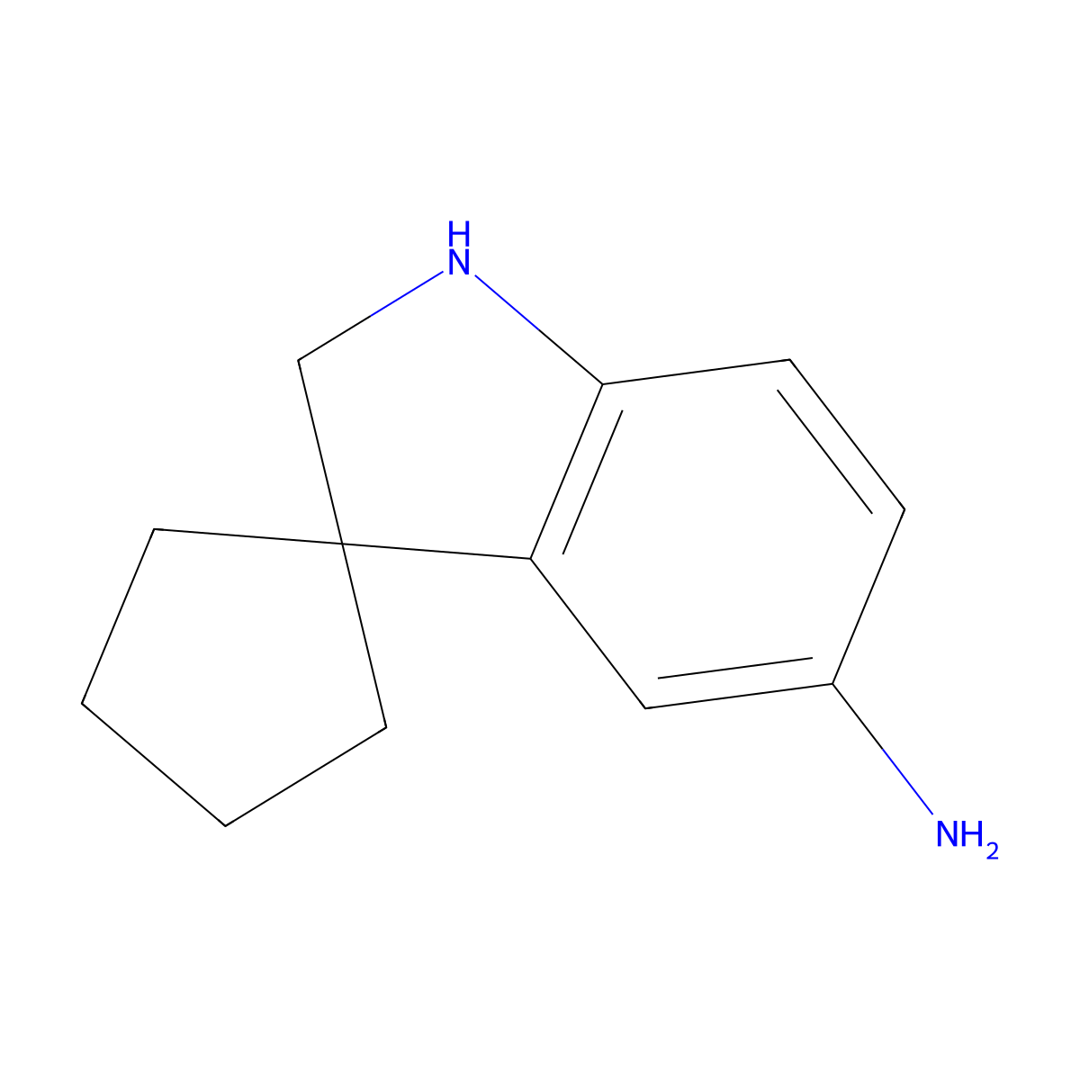 1',2'-Dihydrospiro[cyclopentane-1,3'-indole]-5'-amine molecular structure, CAS 2060060-12-8