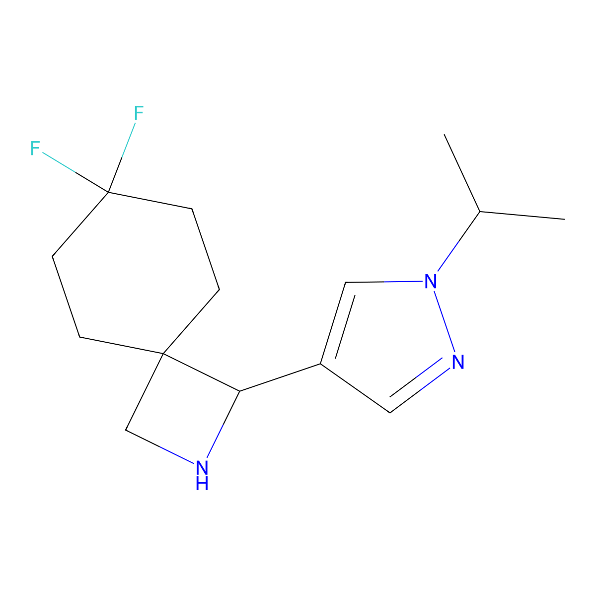 7,7-Difluoro-1-[1-(propan-2-yl)-1H-pyrazol-4-yl]-2-azaspiro[3.5]nonane molecular structure, CAS 2060060-17-3