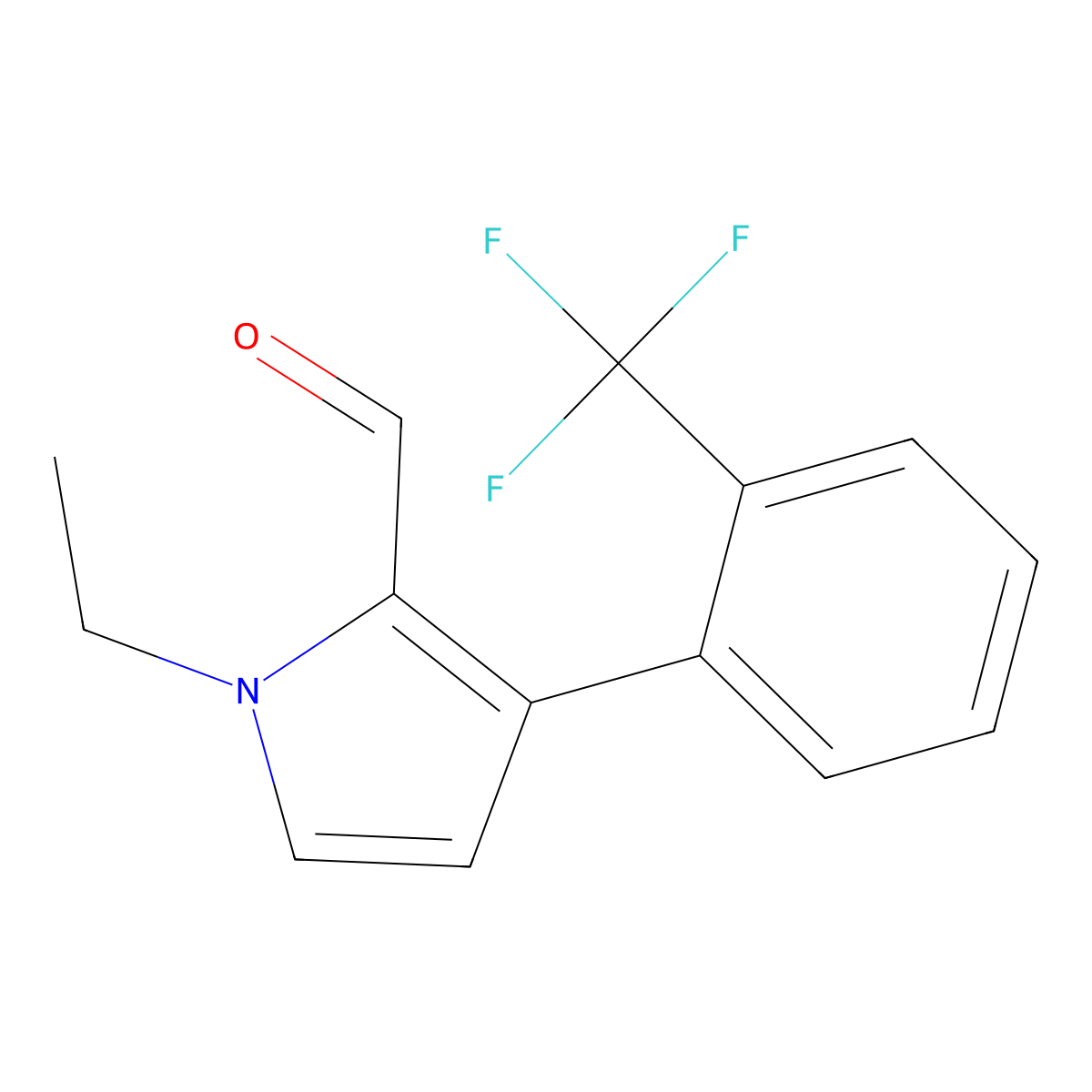 1-Ethyl-3-[2-(trifluoromethyl)phenyl]-1H-pyrrole-2-carbaldehyde molecular structure, CAS 2060060-19-5