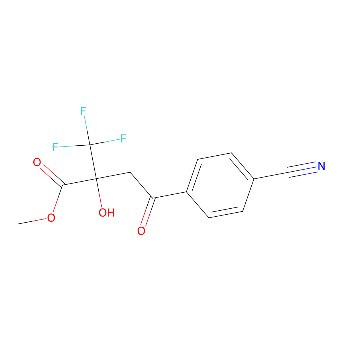 Methyl 4-(4-cyanophenyl)-2-hydroxy-4-oxo-2-(trifluoromethyl)butanoate molecular structure, CAS 2060060-38-8