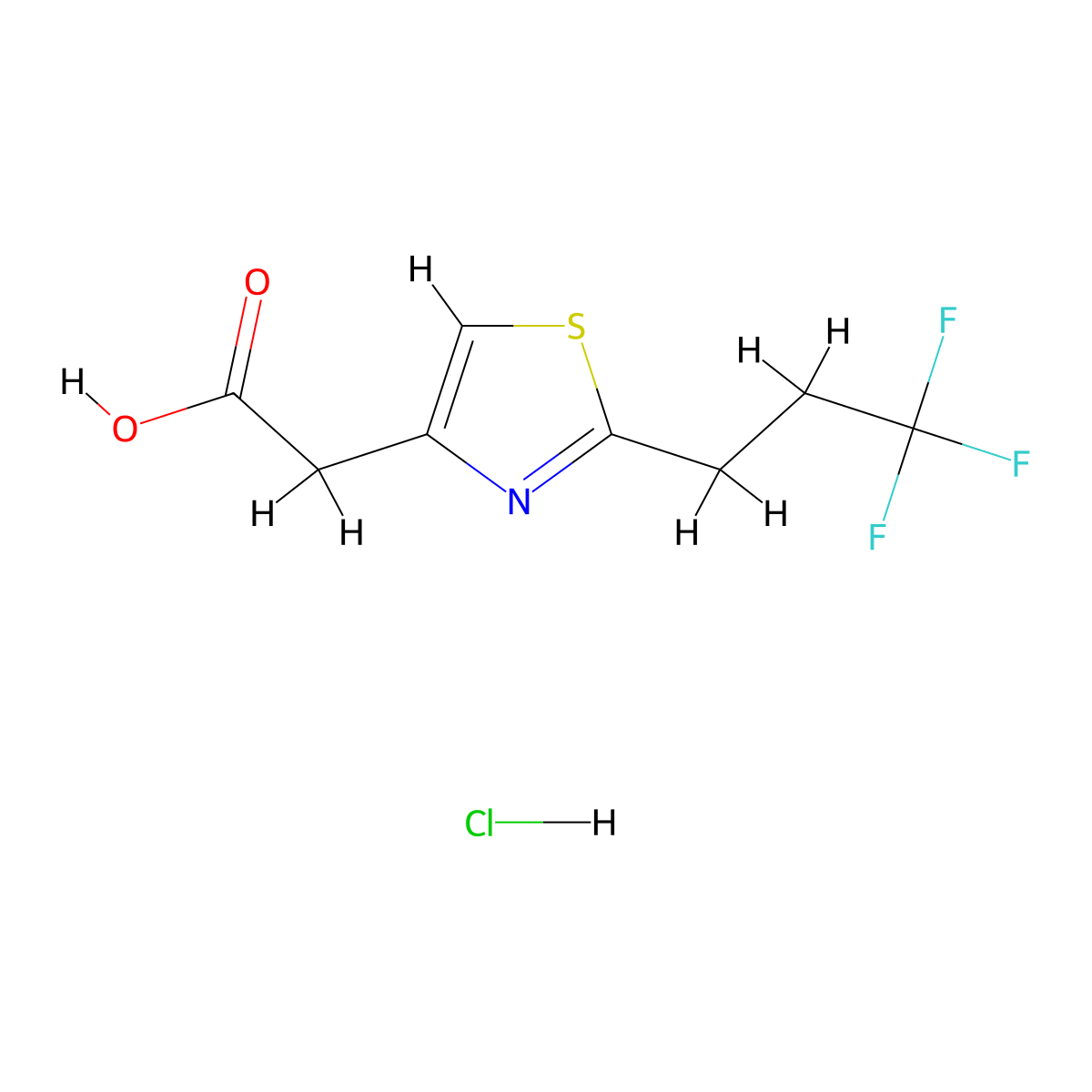 2-[2-(3,3,3-Trifluoropropyl)-1,3-thiazol-4-yl]acetic acid hydrochloride molecular structure, CAS 2060060-40-2