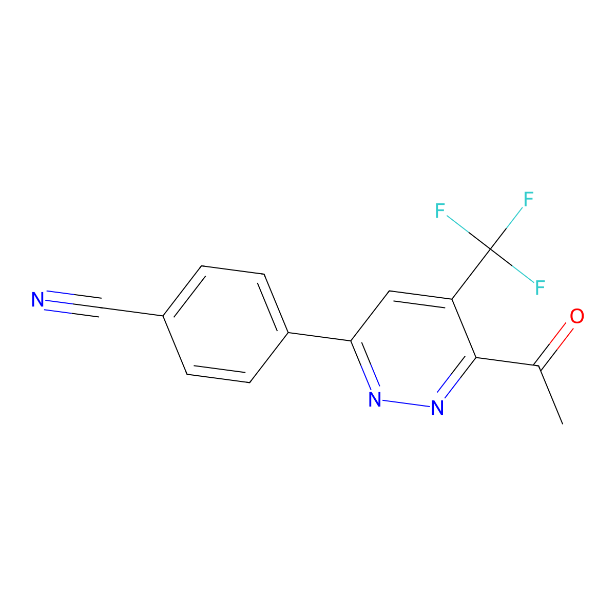 4-[6-Acetyl-5-(trifluoromethyl)pyridazin-3-yl]benzonitrile molecular structure, CAS 2060060-46-8