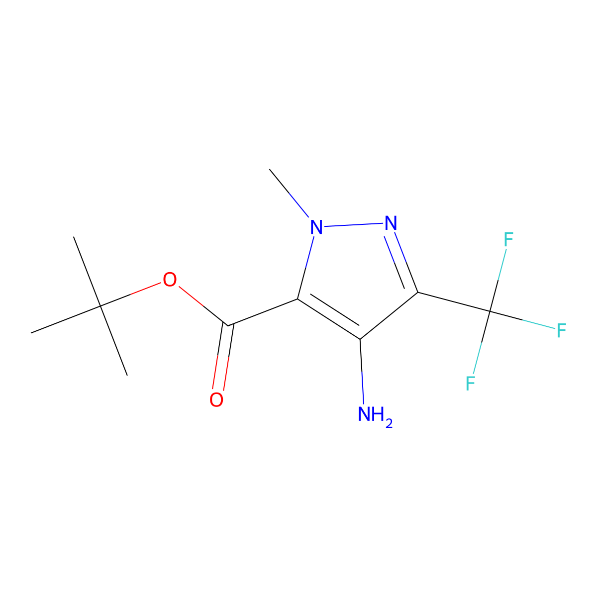 tert-Butyl 4-amino-1-methyl-3-(trifluoromethyl)-1H-pyrazole-5-carboxylate molecular structure, CAS 2060060-54-8
