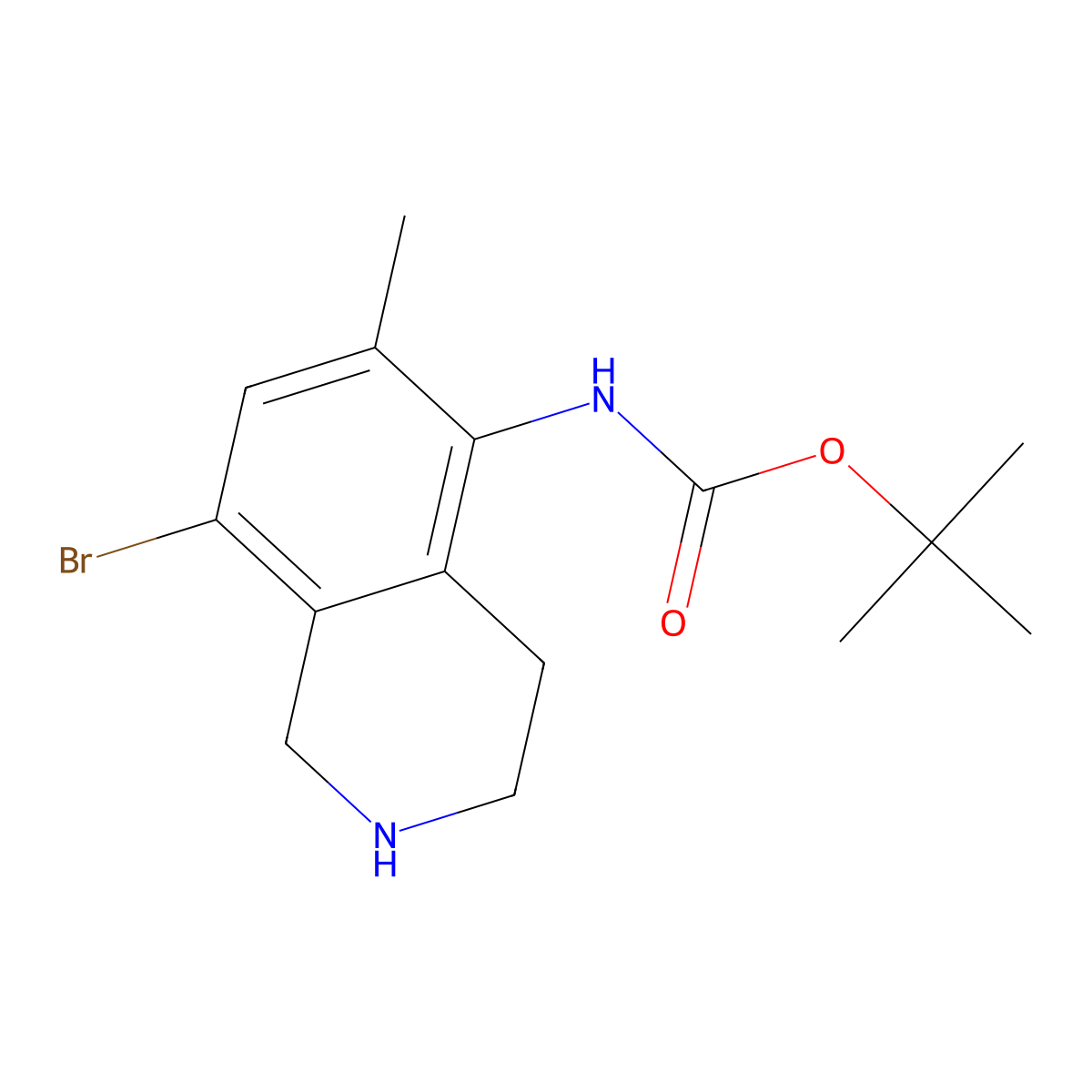tert-Butyl N-(8-bromo-6-methyl-1,2,3,4-tetrahydroisoquinolin-5-yl)carbamate molecular structure, CAS 2060060-63-9