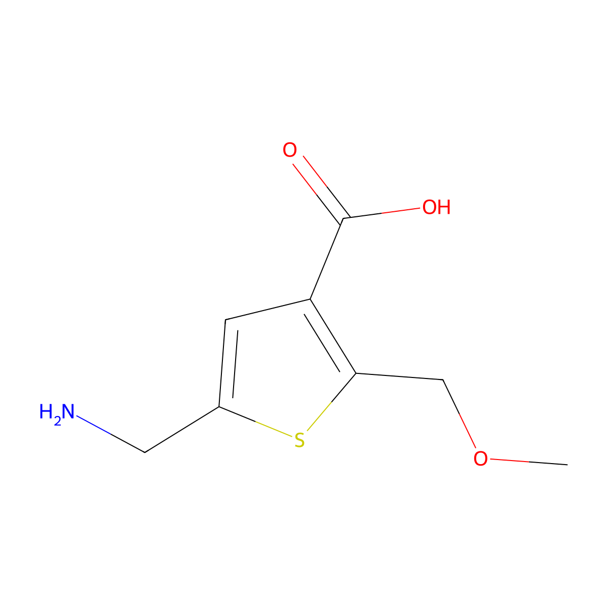 5-(Aminomethyl)-2-(methoxymethyl)thiophene-3-carboxylic acid molecular structure, CAS 2060060-81-1