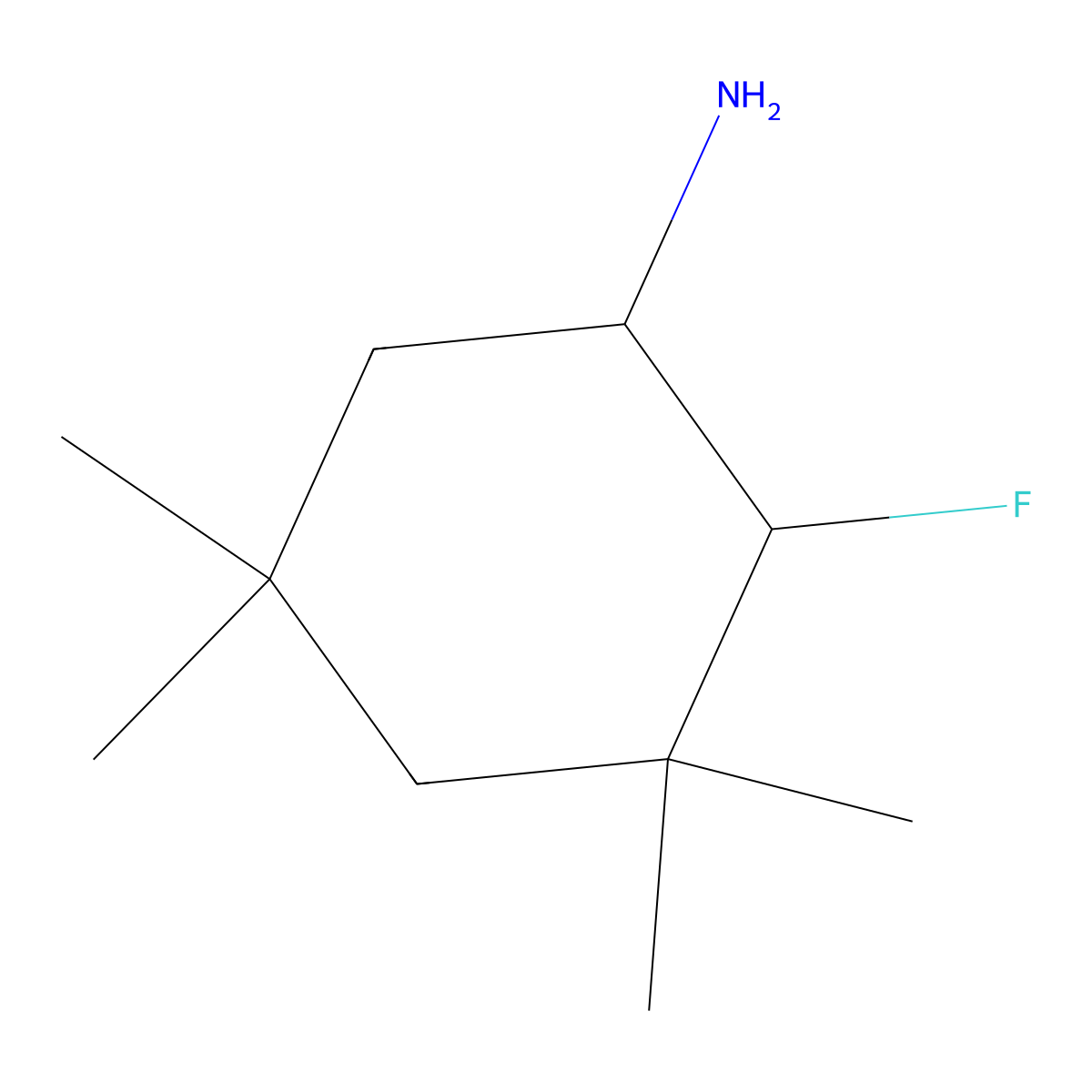2-Fluoro-3,3,5,5-tetramethylcyclohexan-1-amine molecular structure, CAS 2060060-91-3