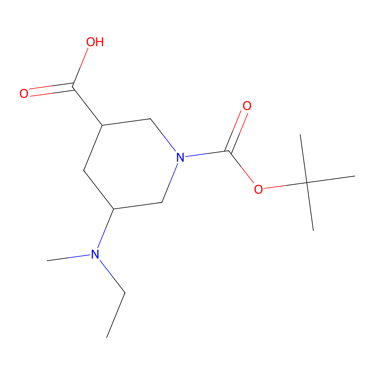 1-[(tert-Butoxy)carbonyl]-5-[ethyl(methyl)amino]piperidine-3-carboxylic acid molecular structure, CAS 2060061-09-6