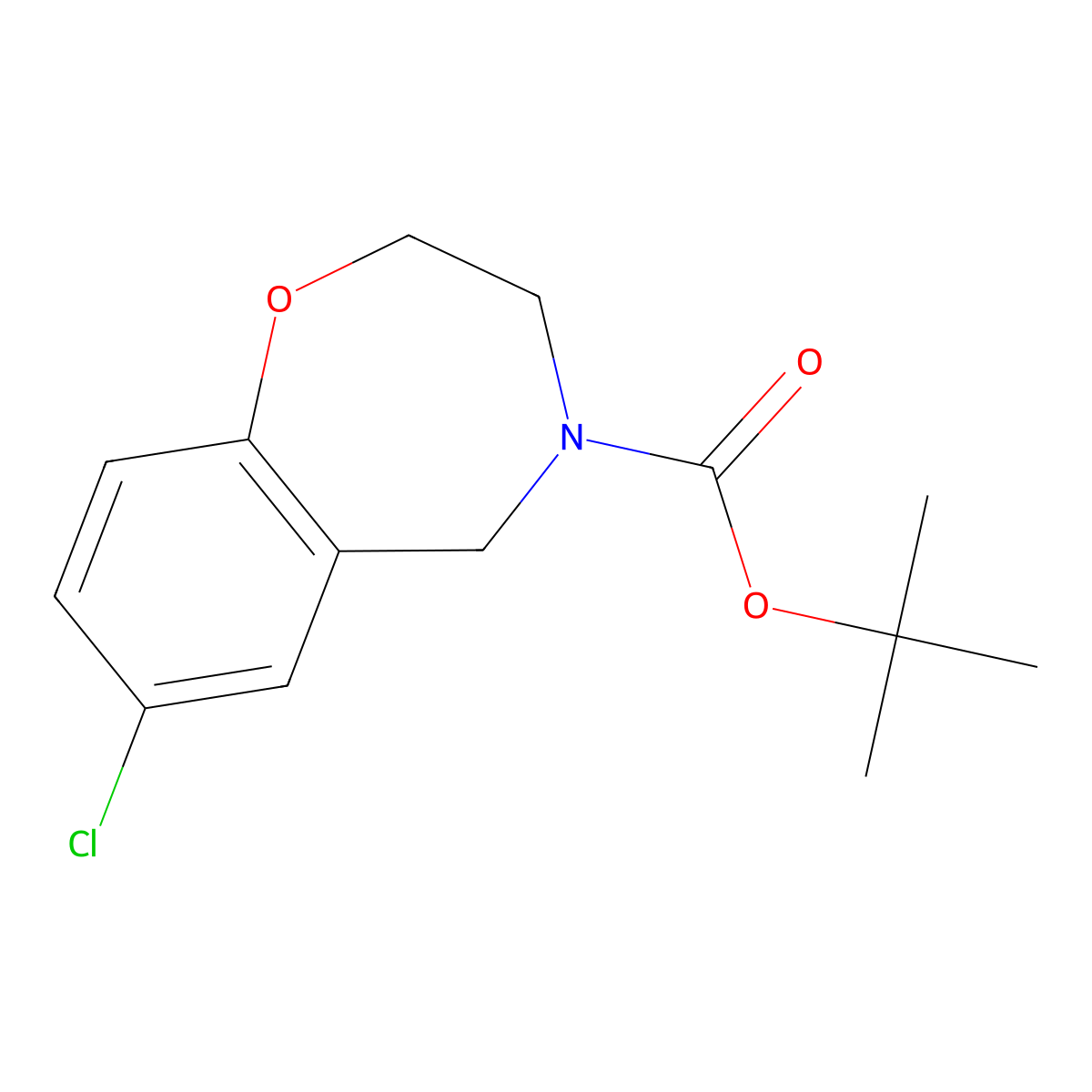 tert-Butyl 7-chloro-2,3,4,5-tetrahydro-1,4-benzoxazepine-4-carboxylate molecular structure, CAS 2060061-12-1