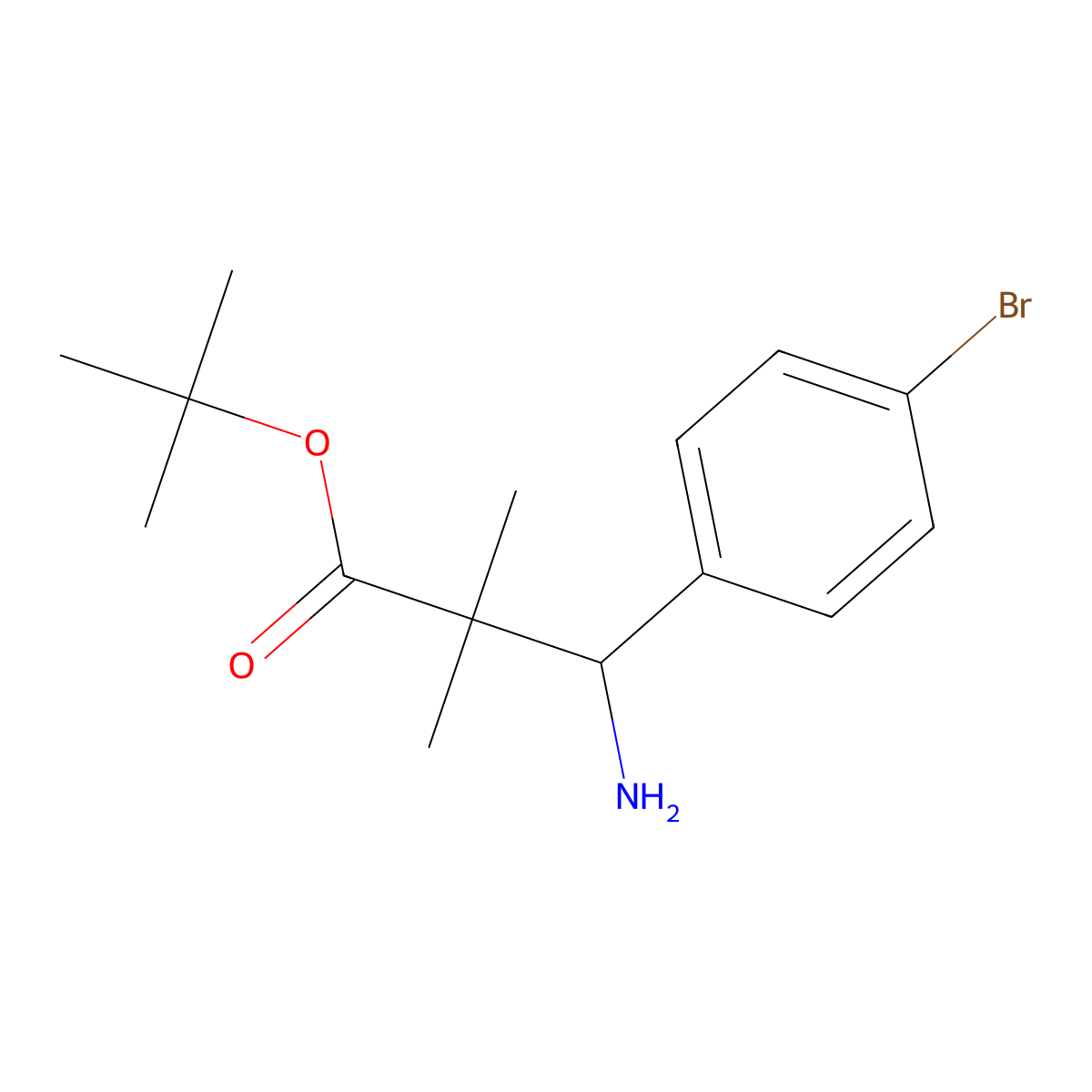 tert-Butyl 3-amino-3-(4-bromophenyl)-2,2-dimethylpropanoate molecular structure, CAS 2060061-13-2