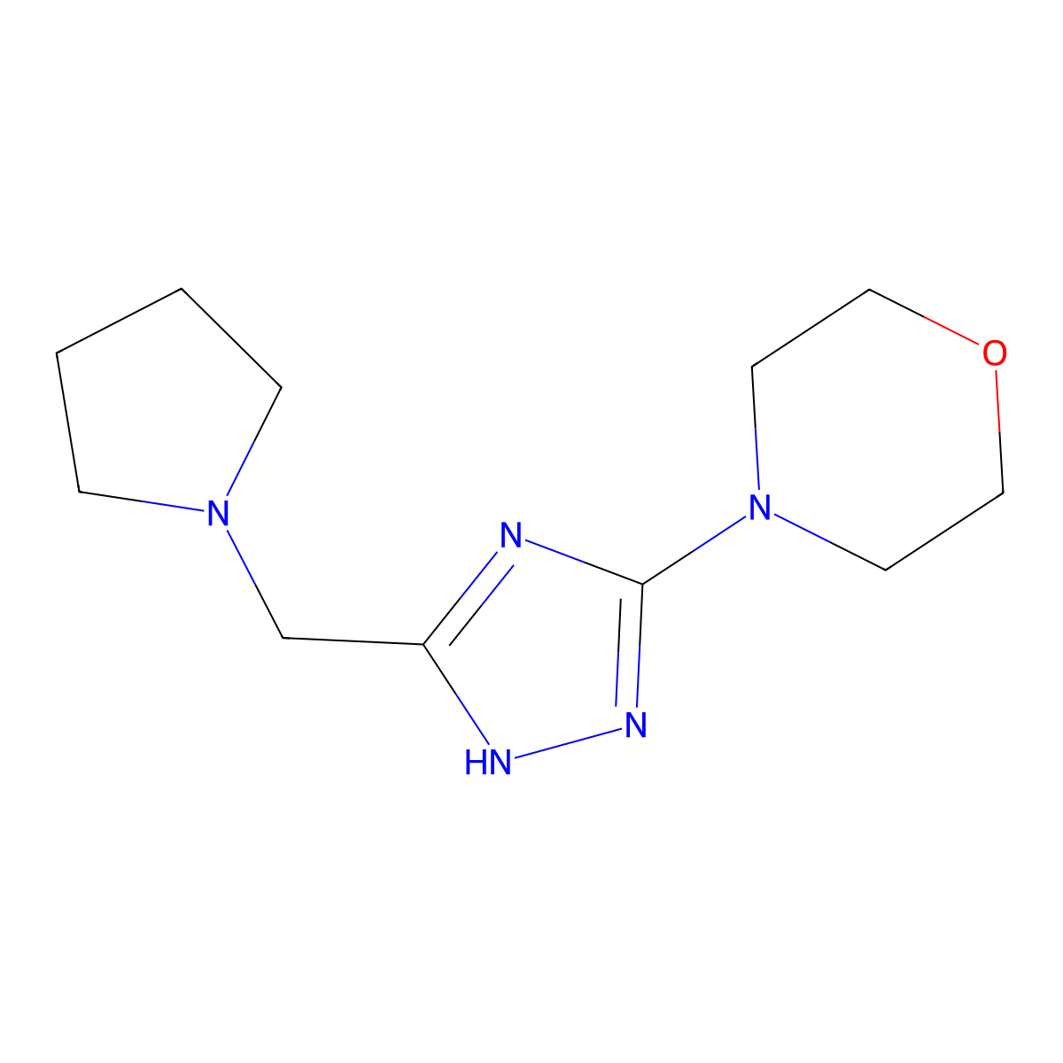 4-{5-[(pyrrolidin-1-yl)methyl]-1H-1,2,4-triazol-3-yl}morpholine molecular structure, CAS 2060061-14-3