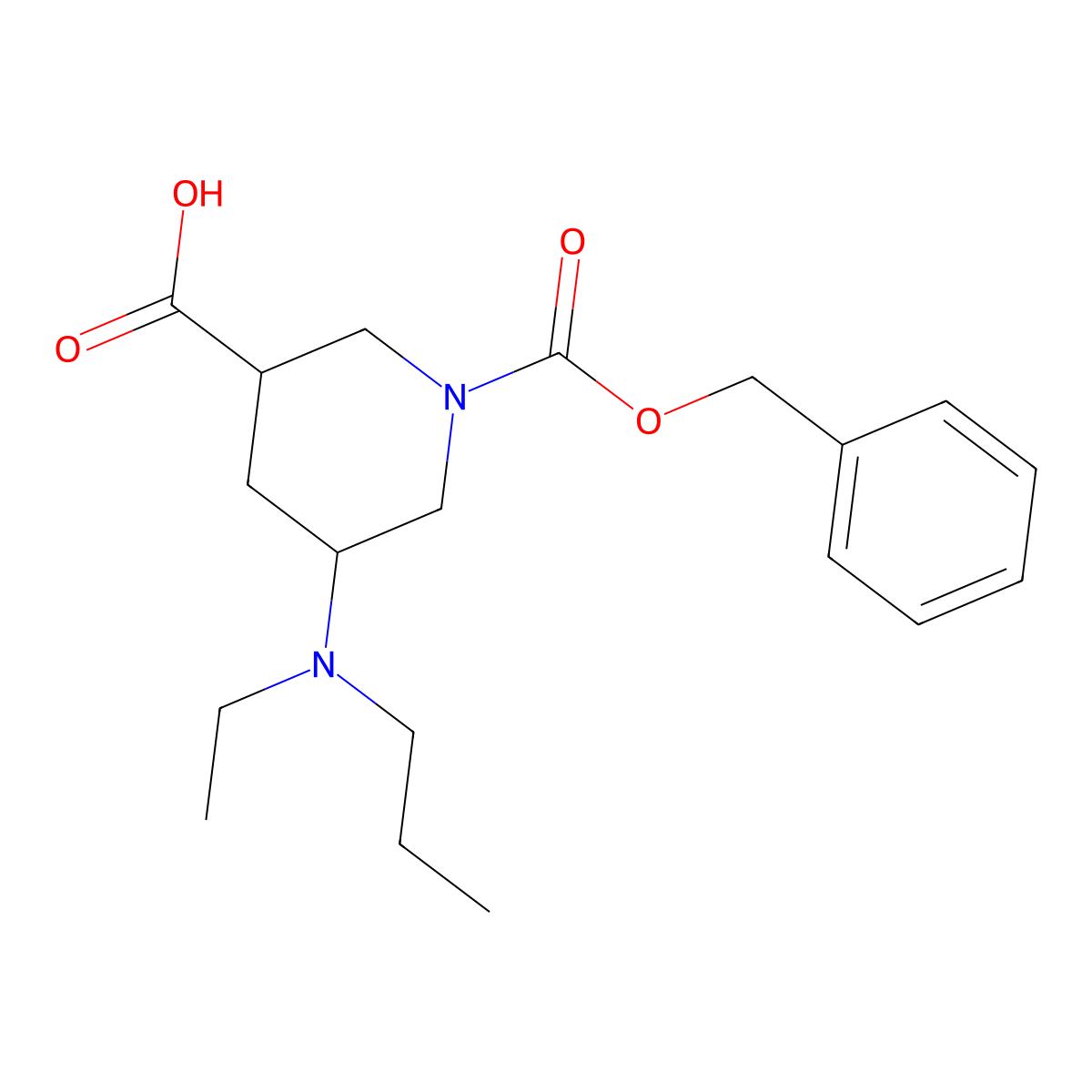 1-[(Benzyloxy)carbonyl]-5-[ethyl(propyl)amino]piperidine-3-carboxylic acid molecular structure, CAS 2060061-16-5