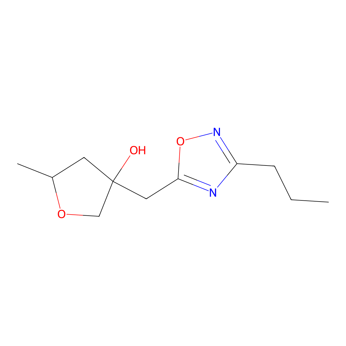 5-Methyl-3-[(3-propyl-1,2,4-oxadiazol-5-yl)methyl]oxolan-3-ol molecular structure, CAS 2060061-24-5